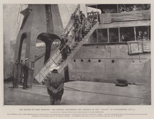 7月9日、サウサンプトンでアッセイの通路を降りる将軍メチューエンの帰還 作： Henry Charles Seppings Wright